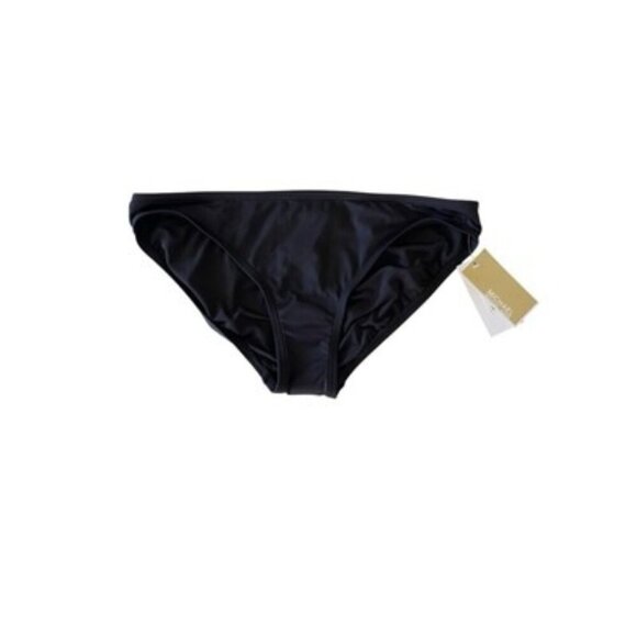 MICHAEL Michael Kors Classic Black Bikini Bottom Size L Stretch Nylon Summer NWT - Picture 1 of 4
